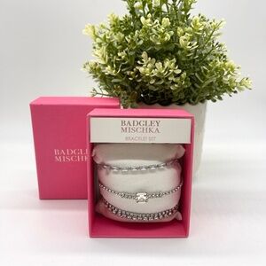 Badgley Mischka Sparkling Rhinestone Silver 3 Bracelet Set New